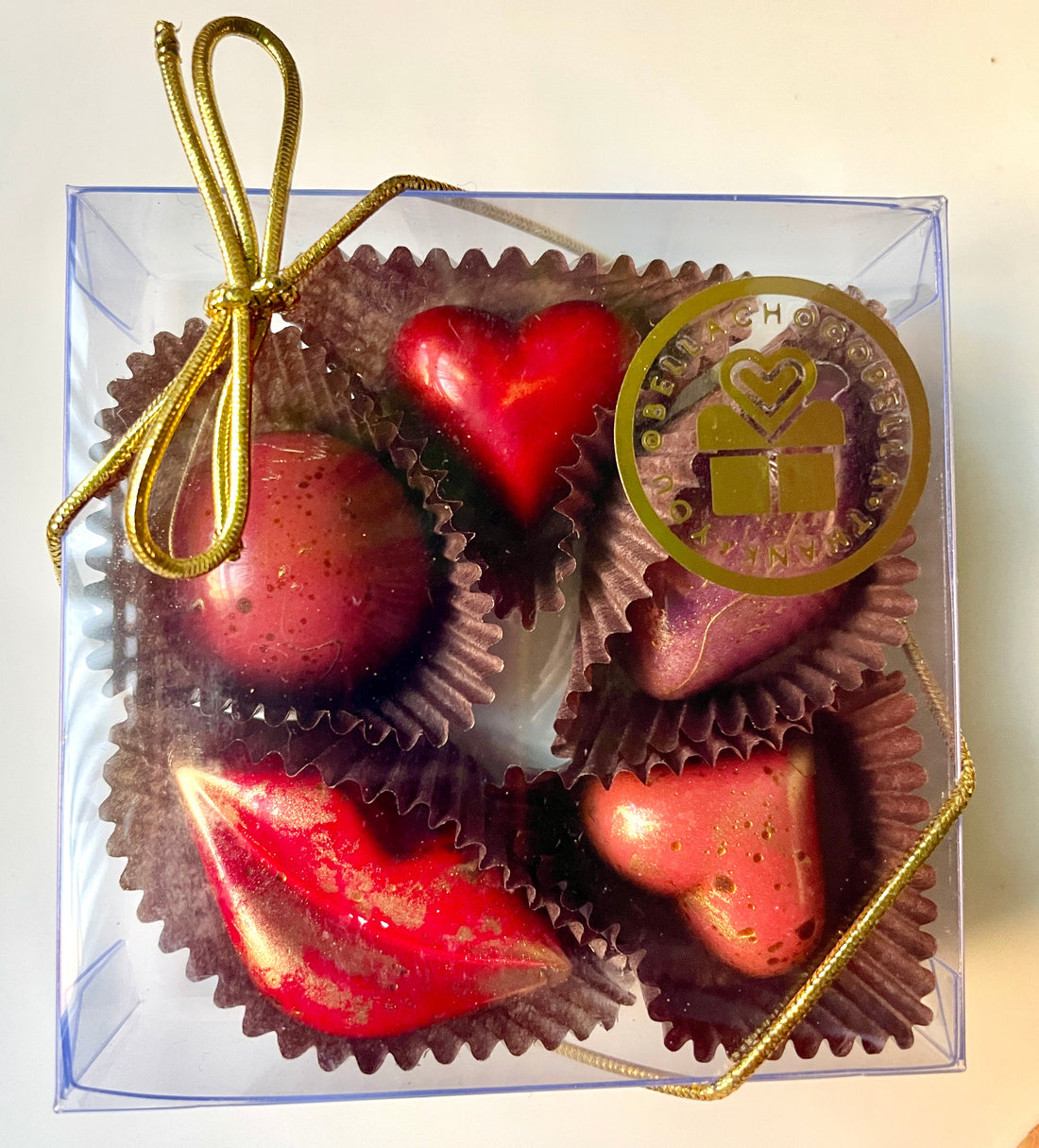 The Little Something: a five-piece hand-painted chocolate gift box, an alternative to a bottle of wine