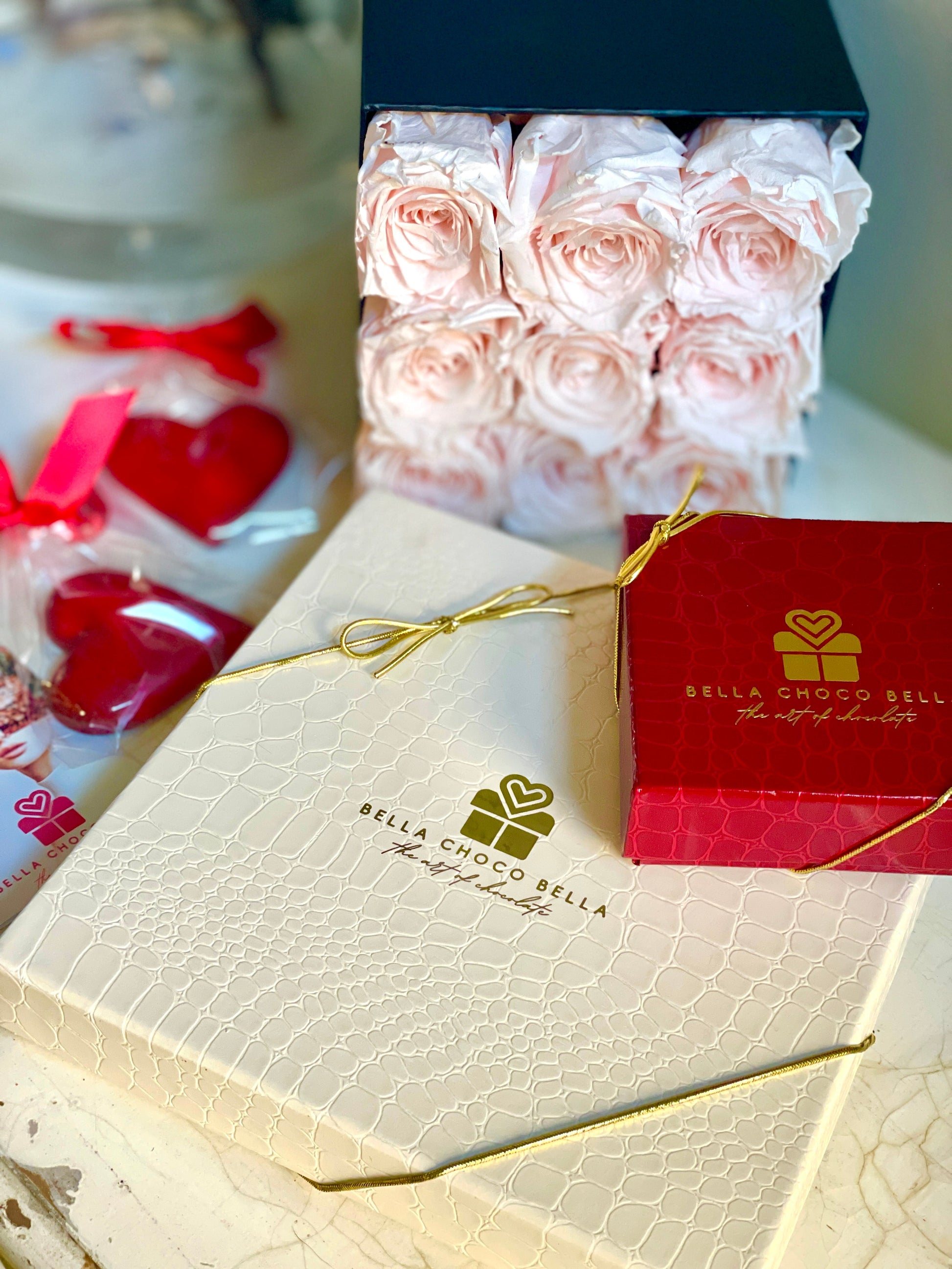 16-piece chocolate gift box open, Executive tier corporate gift