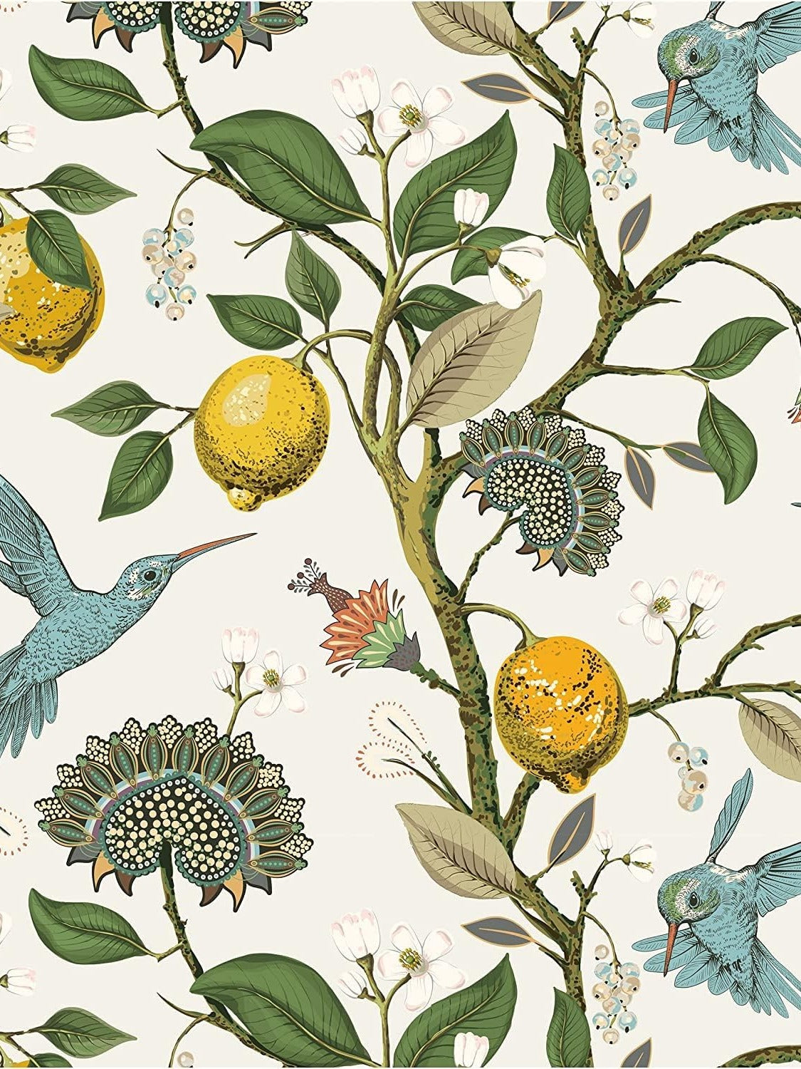 Handmade Greeting Card - Design 2 - Lemon and Hummingbird Botanical (3:4)